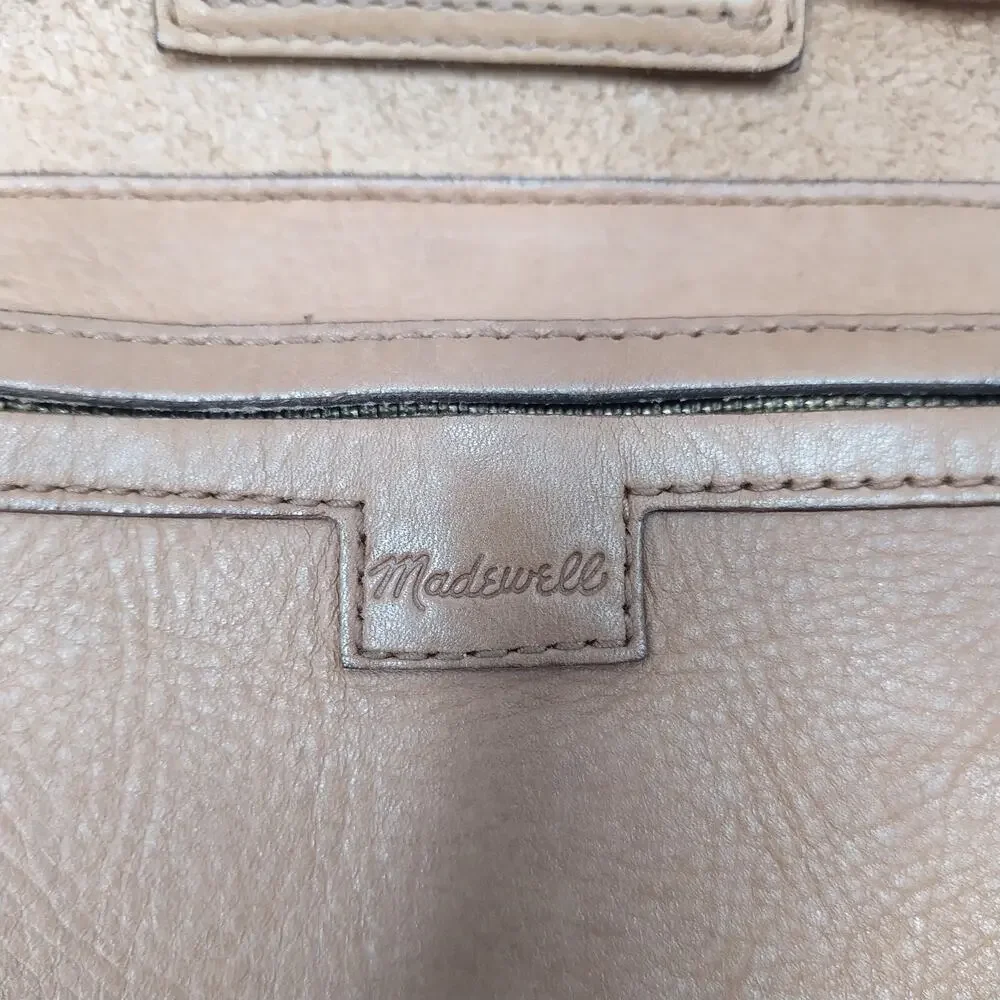 Madewell Colorblock Brown Ivory Leather Double Handles Satchel Shoulder Bag